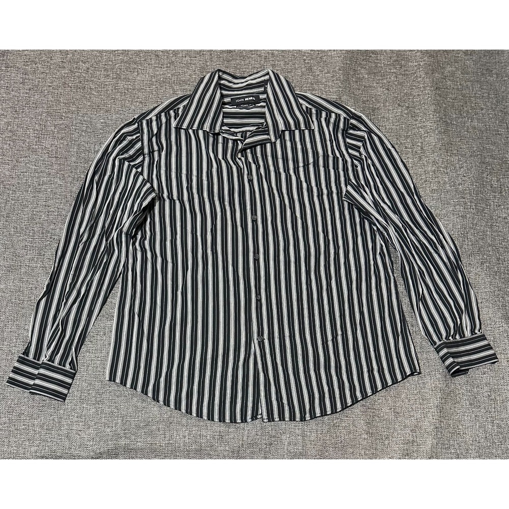 John‎ Henry Modern Fit Men's XL Striped Long Sleeve Shirt